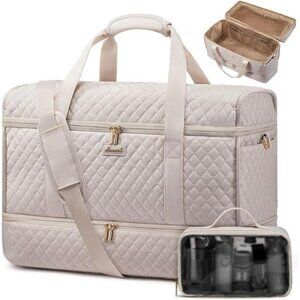 Large Travel Duffle Bag, Gym Duffel Bag Beige Pink